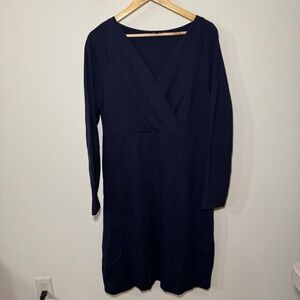 Talbots Dress Women's Size 16 Navy Blue V-Neck Mini Classic Preppy Business